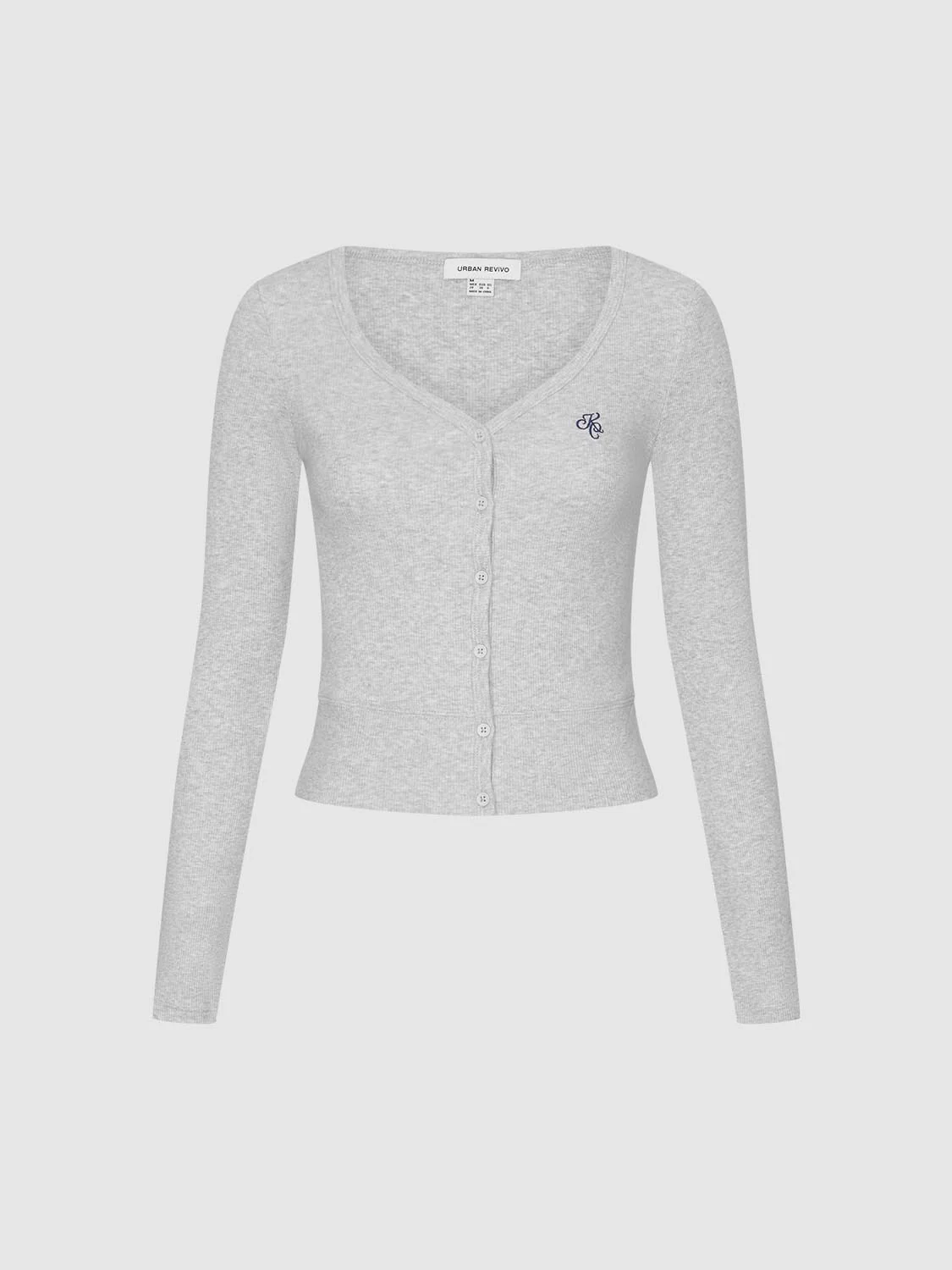 V-Neck Embroidered Slim Fit Long Sleeve Knitted T-Shirts - Image 7
