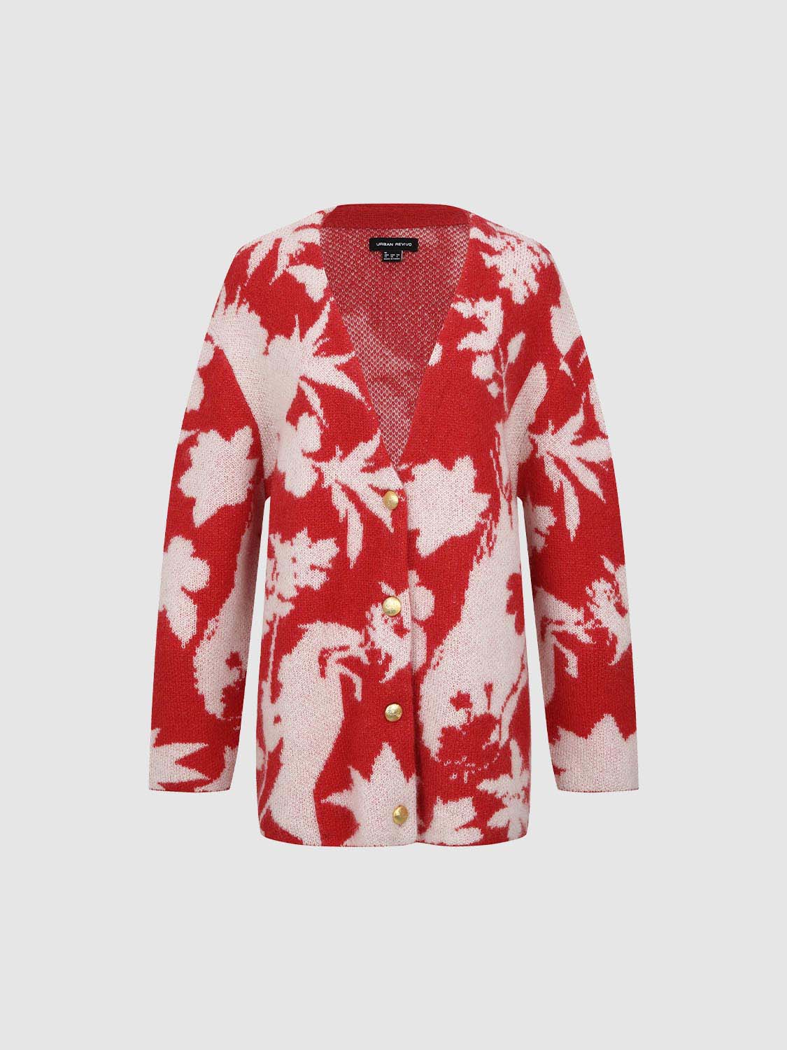 V-Neck Intarsia Knitted Cardigans - Image 7