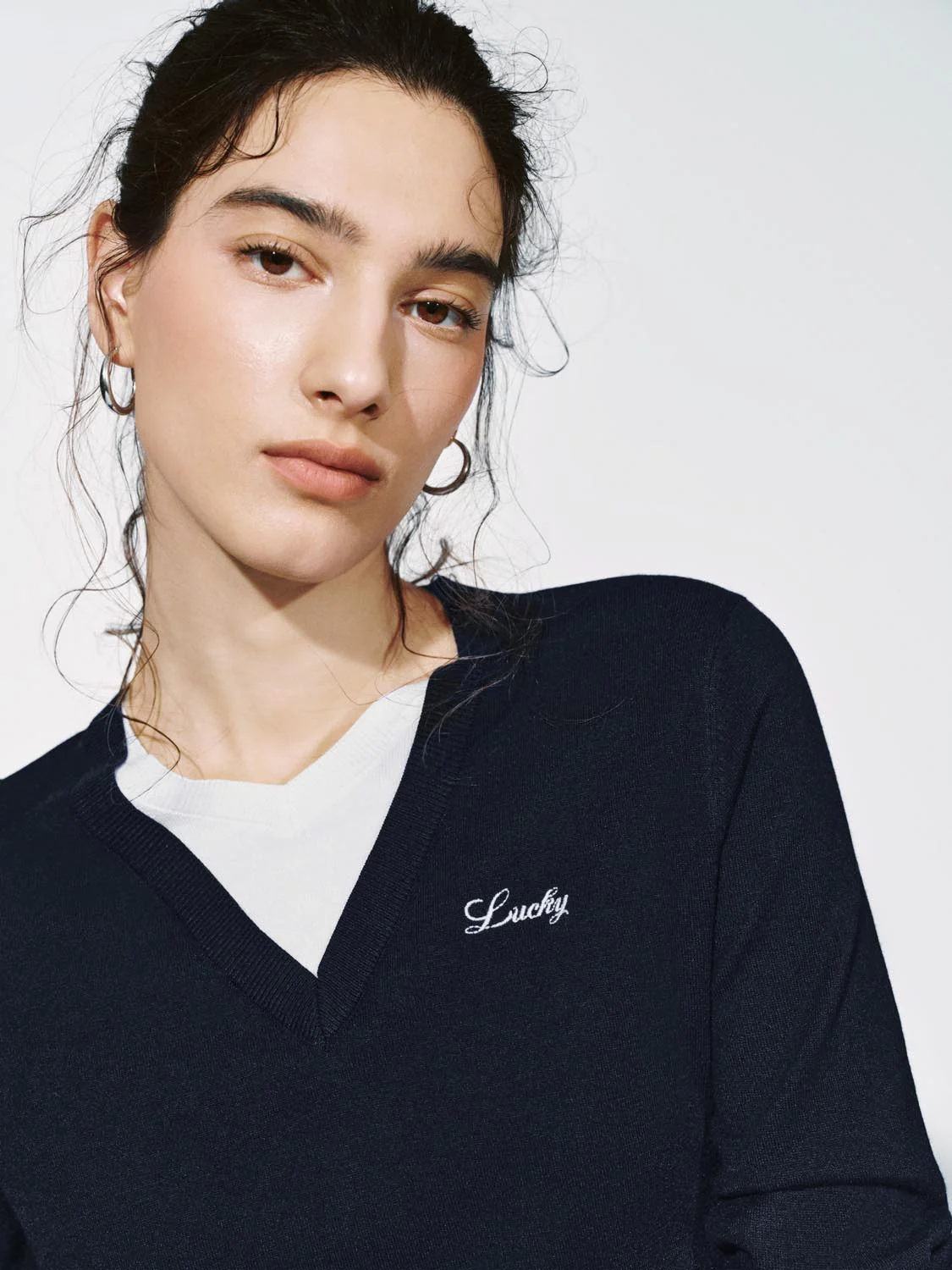 V-Neck Long Sleeve Knitted T-Shirts - Image 3