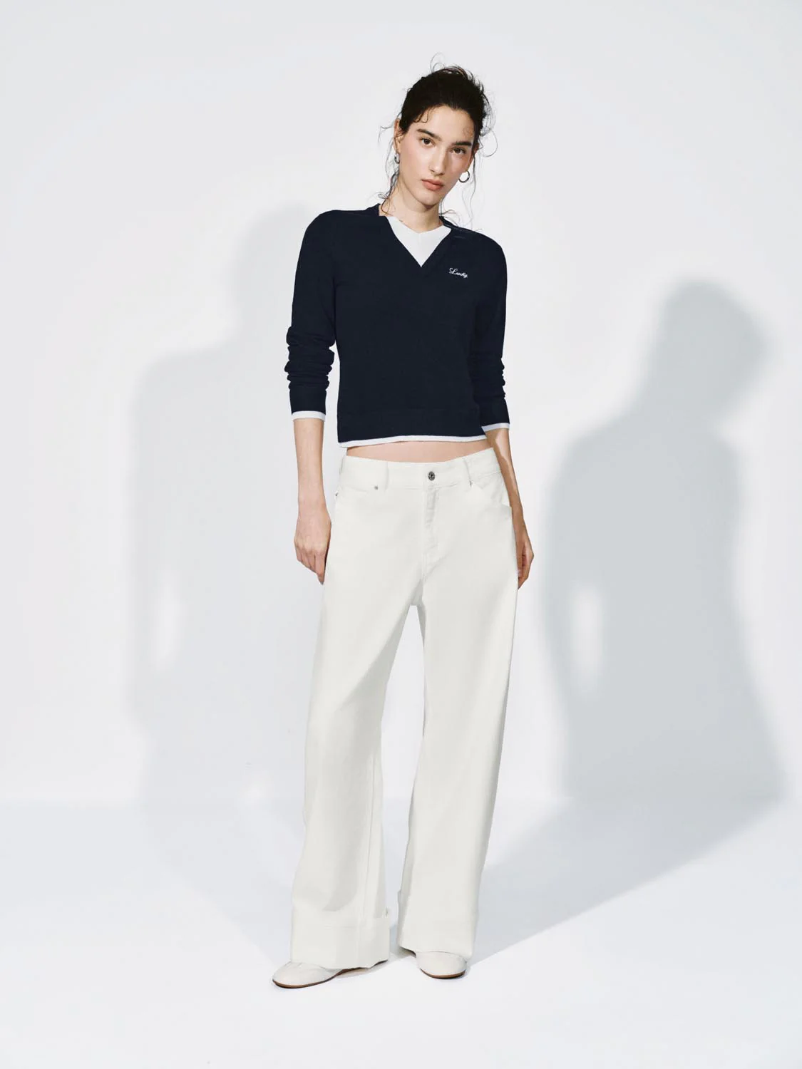 V-Neck Long Sleeve Knitted T-Shirts - Image 4
