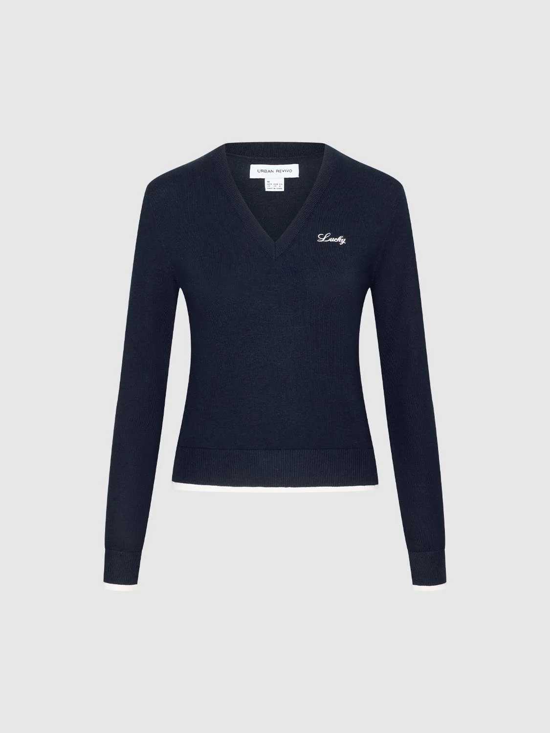 V-Neck Long Sleeve Knitted T-Shirts - Image 7