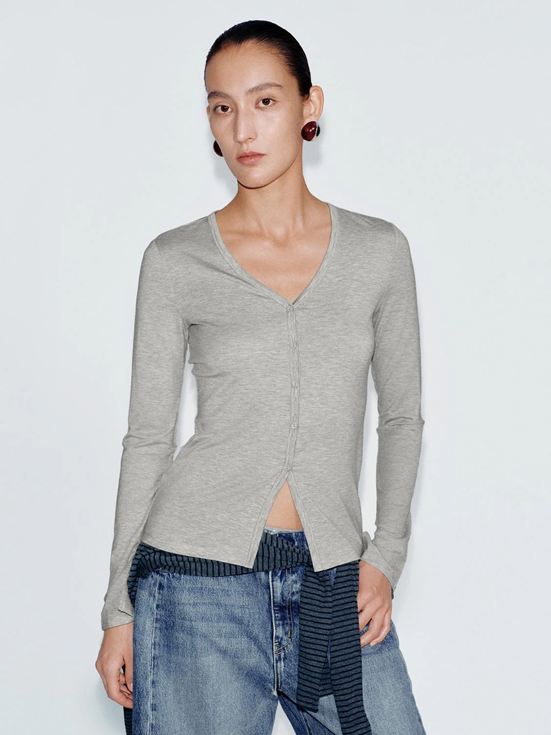 V-Neck Nipped Waist Button Up Jackets - Image 17