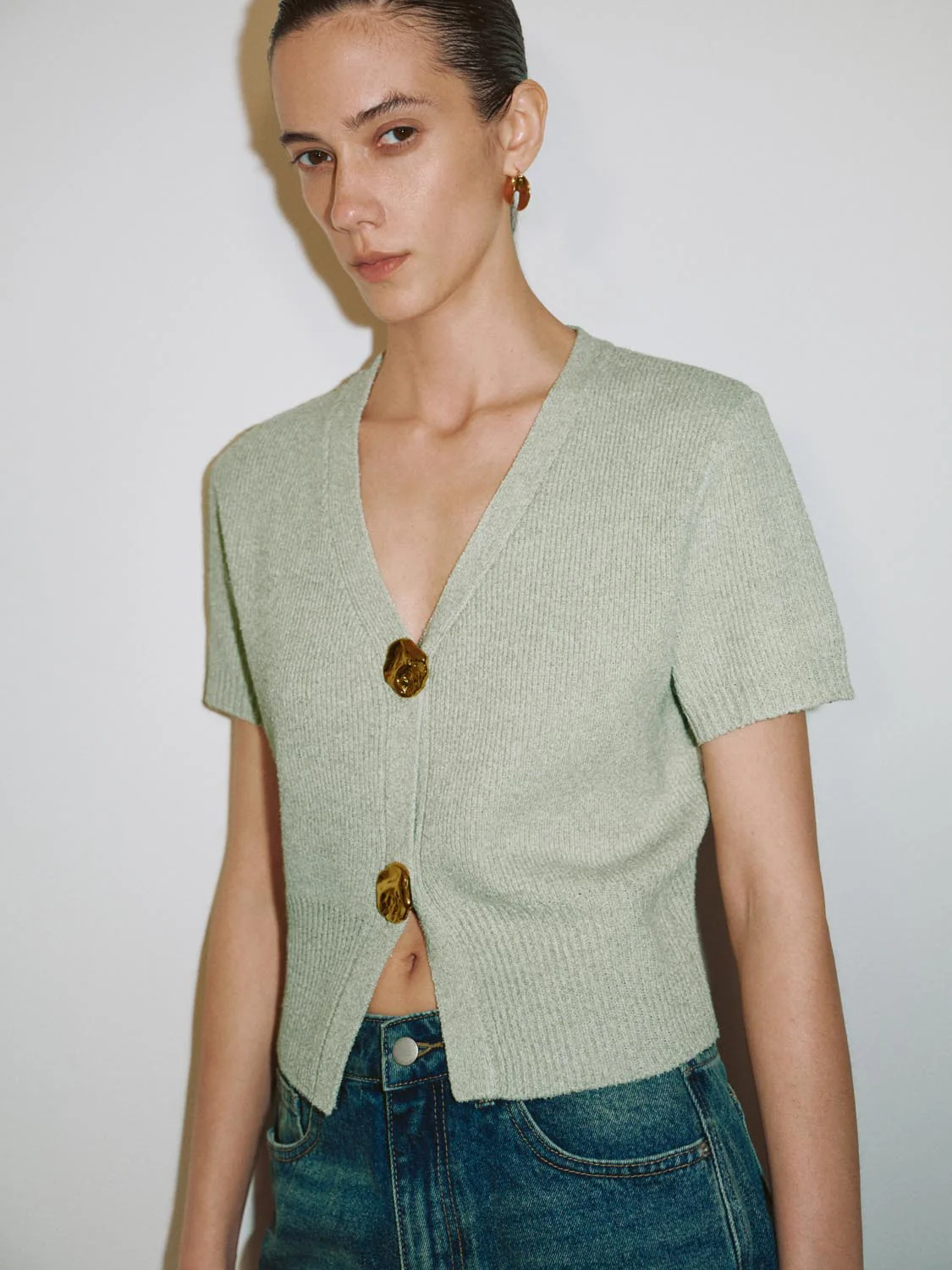 V-Neck Short Sleeve Knitted Cardigans - Image 16