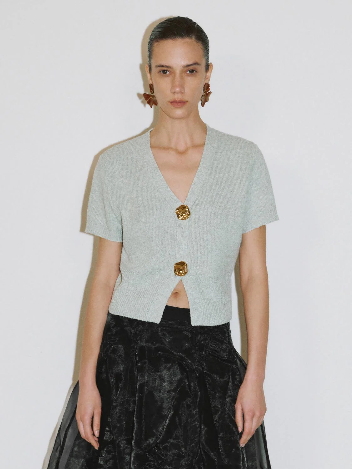 V-Neck Short Sleeve Knitted Cardigans - Image 22