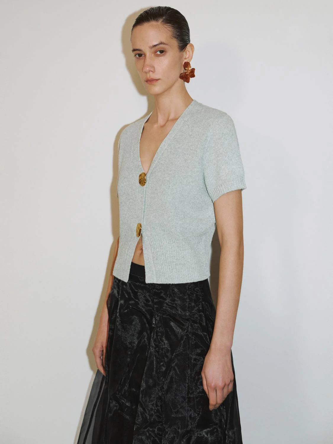 V-Neck Short Sleeve Knitted Cardigans - Image 23