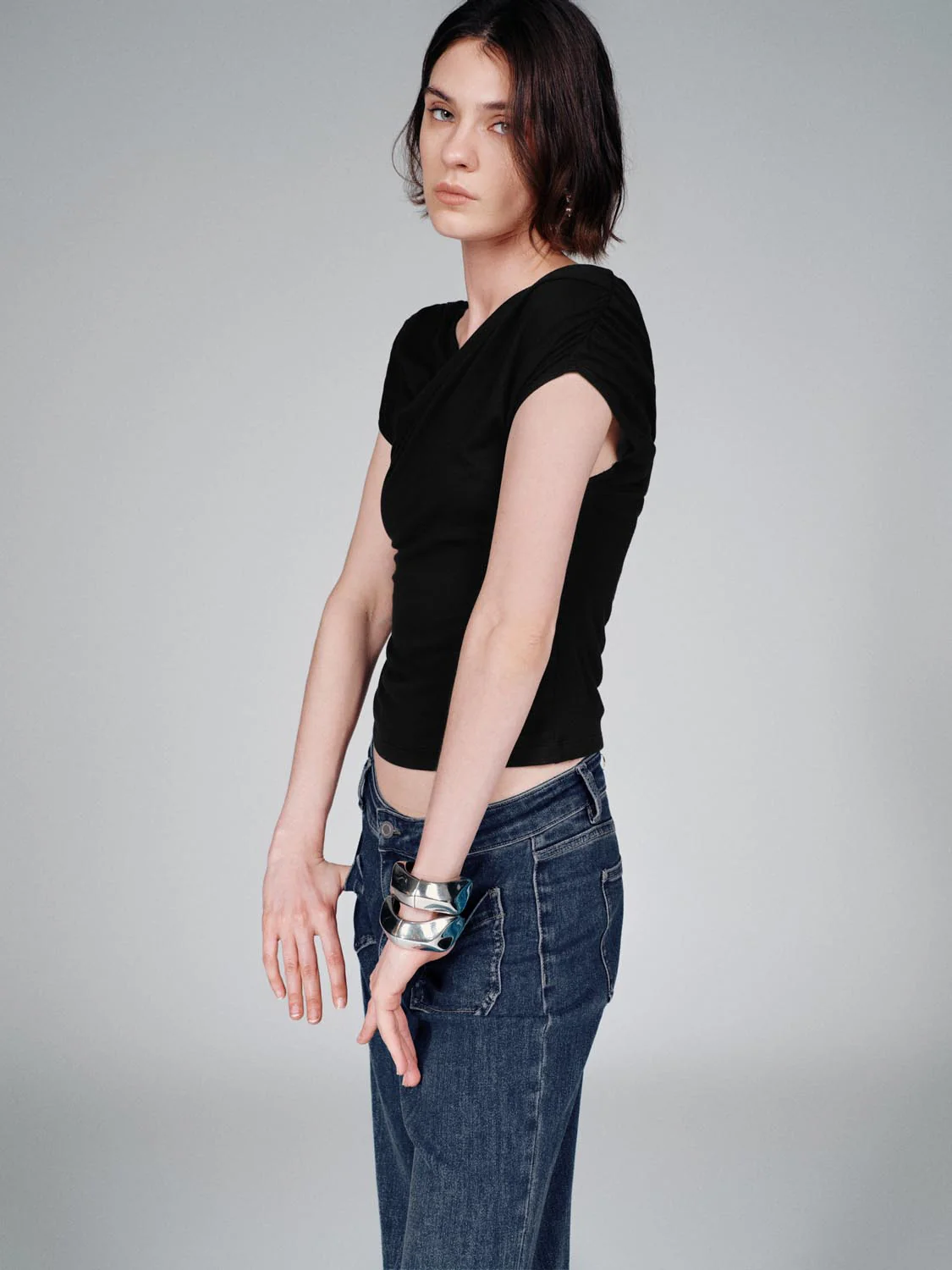 V-Neck Sleeveless Cross Wrap Top - Image 2