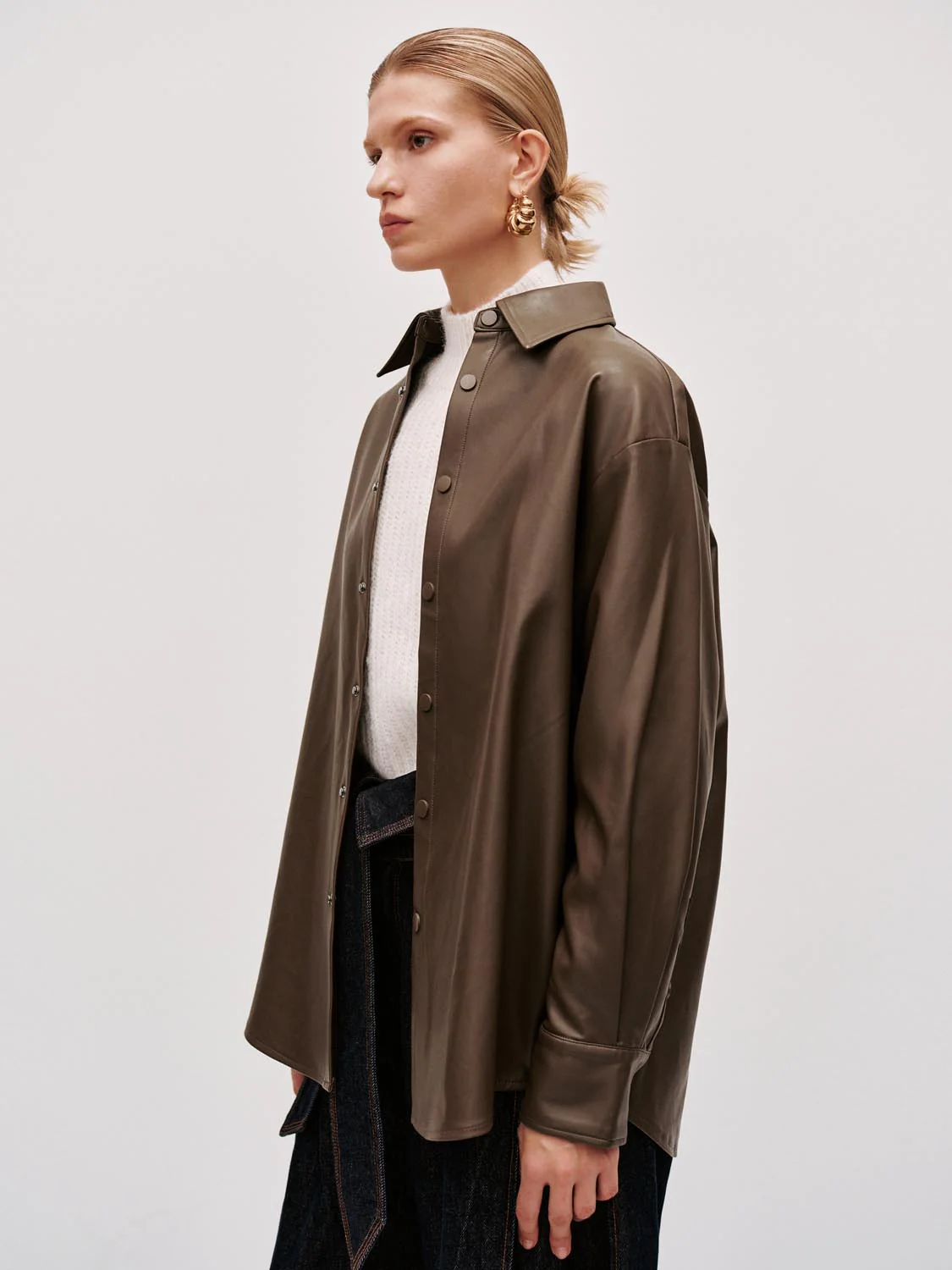 Vegan Leather Loose Fit Shirt - Image 10