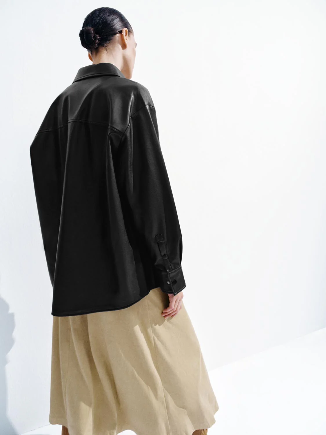 Vegan Leather Loose Fit Shirt - Image 5