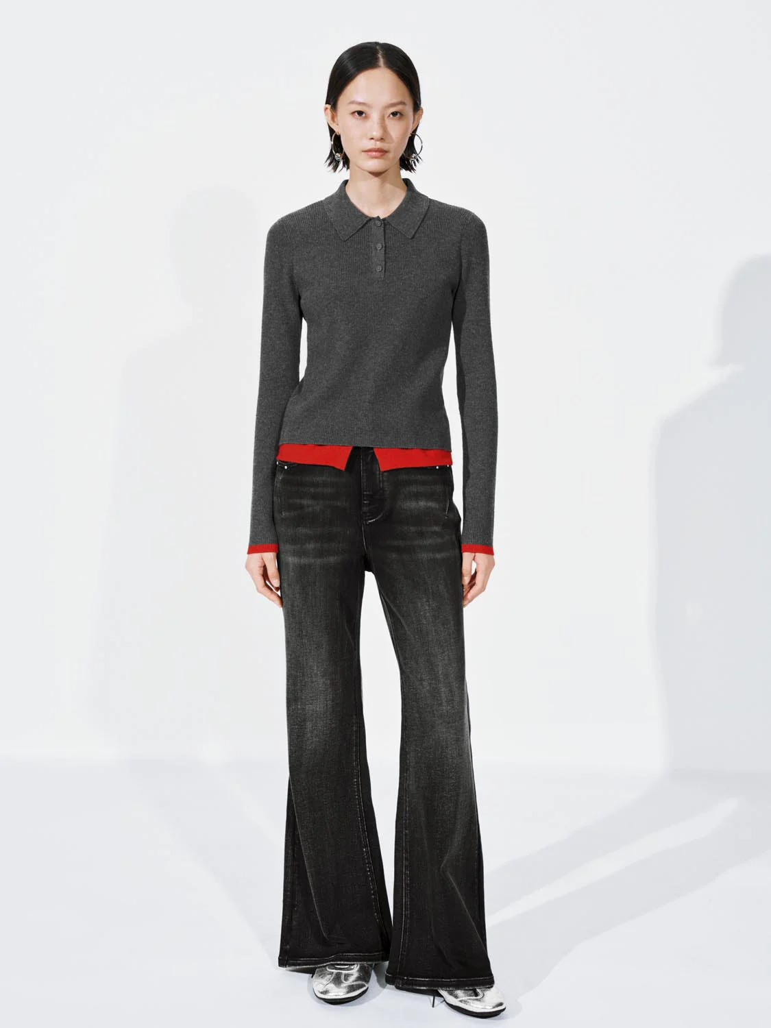 Washed Flare Leg Jeans - Image 7