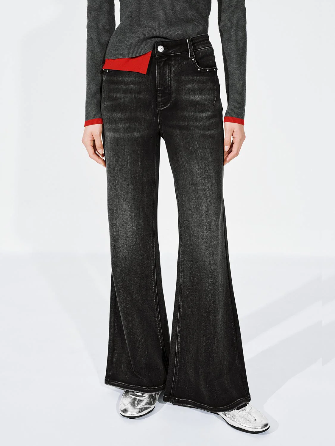 Washed Flare Leg Jeans - Image 9