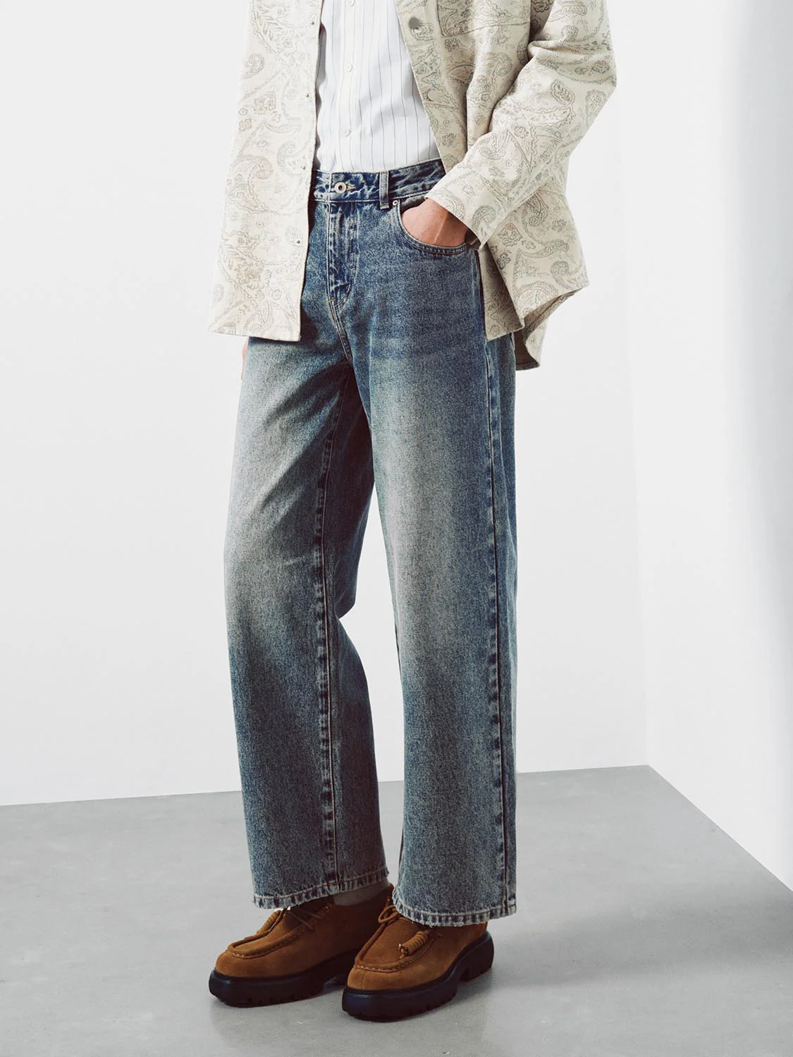 Washed Straight Leg Jeans - Image 3