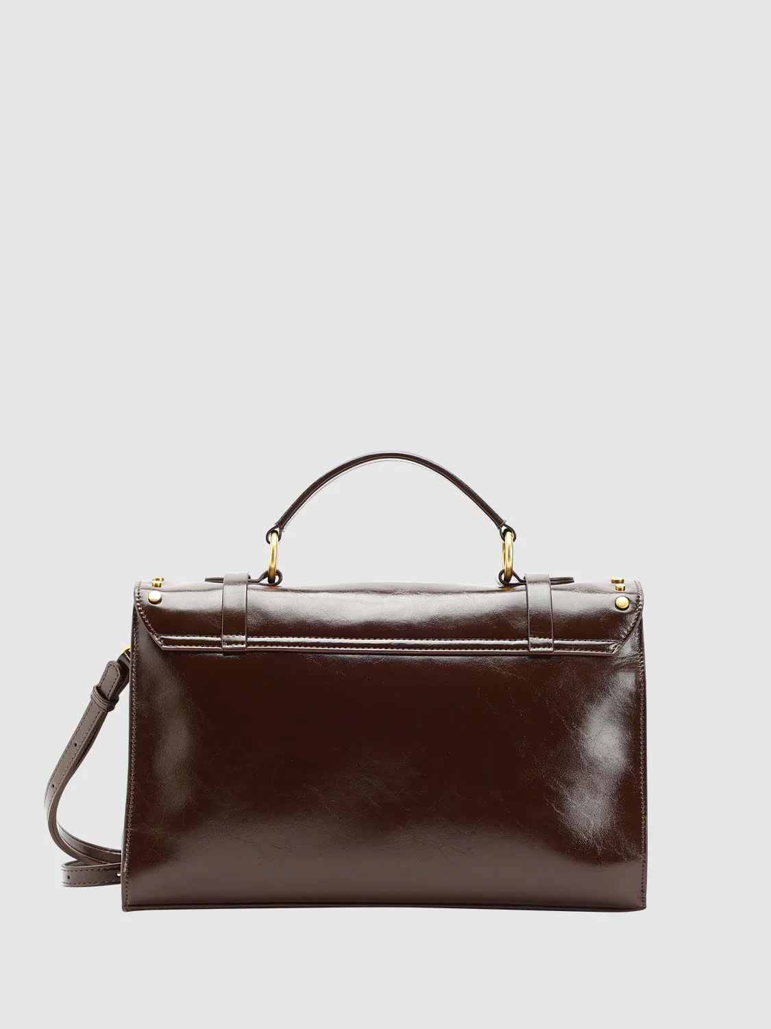 Wax Faux Leather Studded Handle Shoulder Bags - Image 3