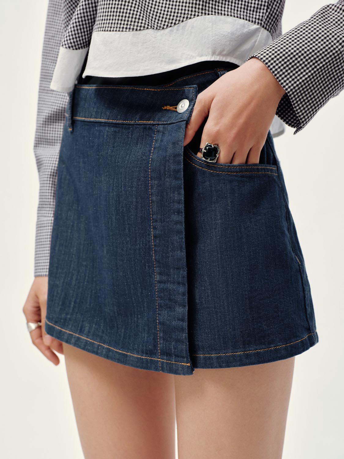 Wrap Mini Denim Skirts - Image 4