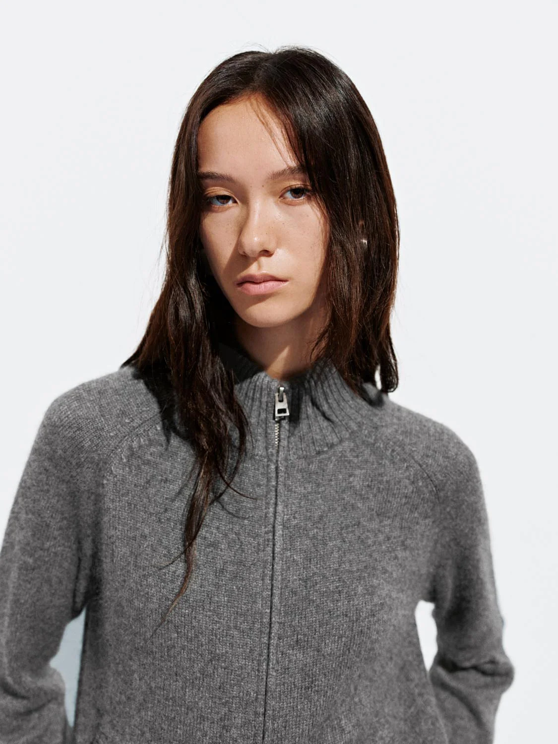 Zip Through Stand Collar Knitted Cardigans - Image 3