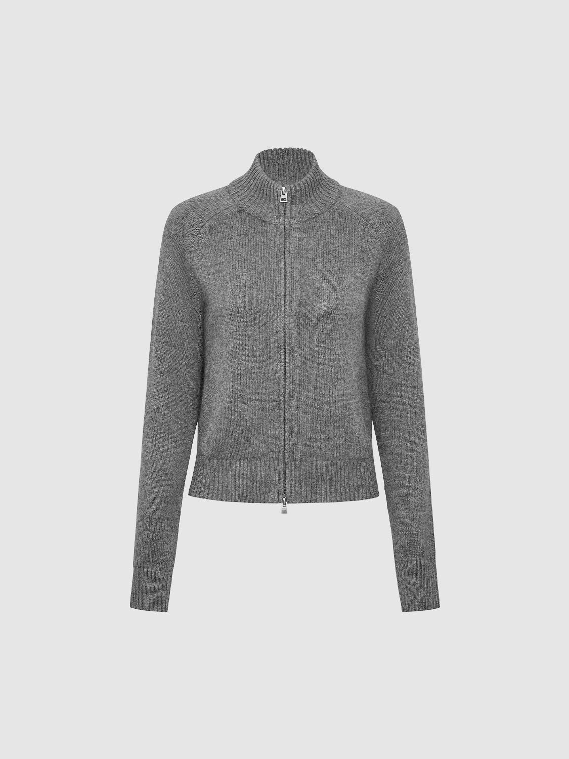 Zip Through Stand Collar Knitted Cardigans - Image 7