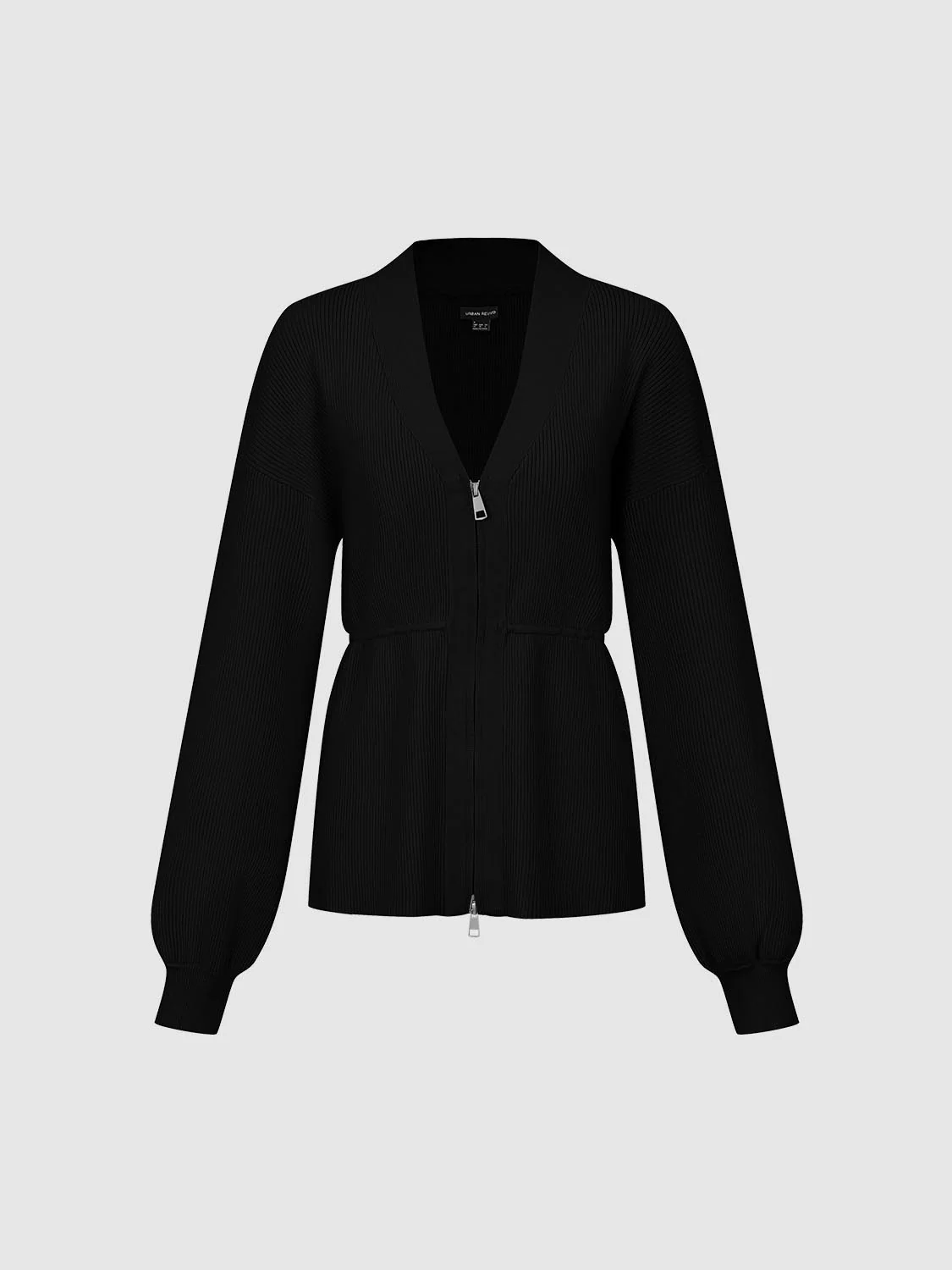 Zip Up Balloon Sleeve Knitted Cardigans - Image 7